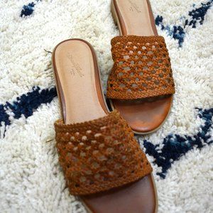 Faux Leather Woven Sandals